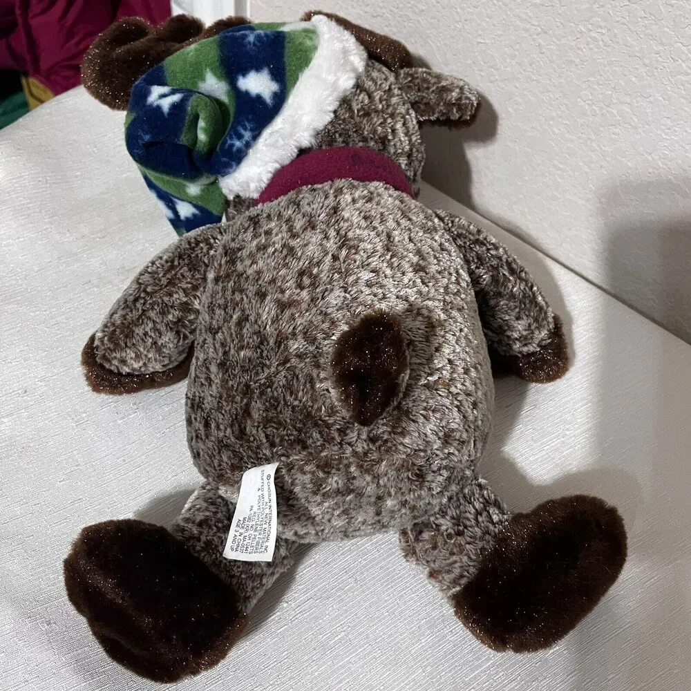 Chosun Christmas Moose Reindeer Holiday Plush Stuffed Animal scarf & hat frosted